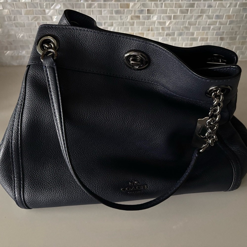 Coach Dark Navy Leather Shoulder Bag